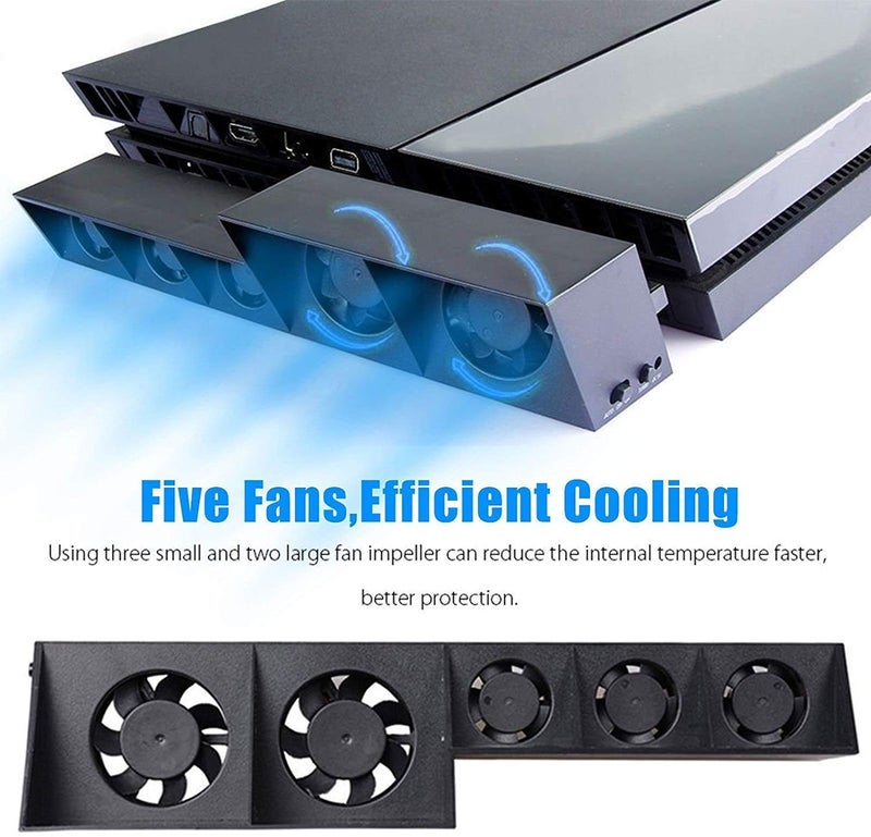 Linkhood Cooling Fan for PS4, USB External Cooler 5 Fan Turbo Temperature Control Cooling Fans for Sony PlayStation 4 Gaming Console (for PS4 ONLY) - Image 3